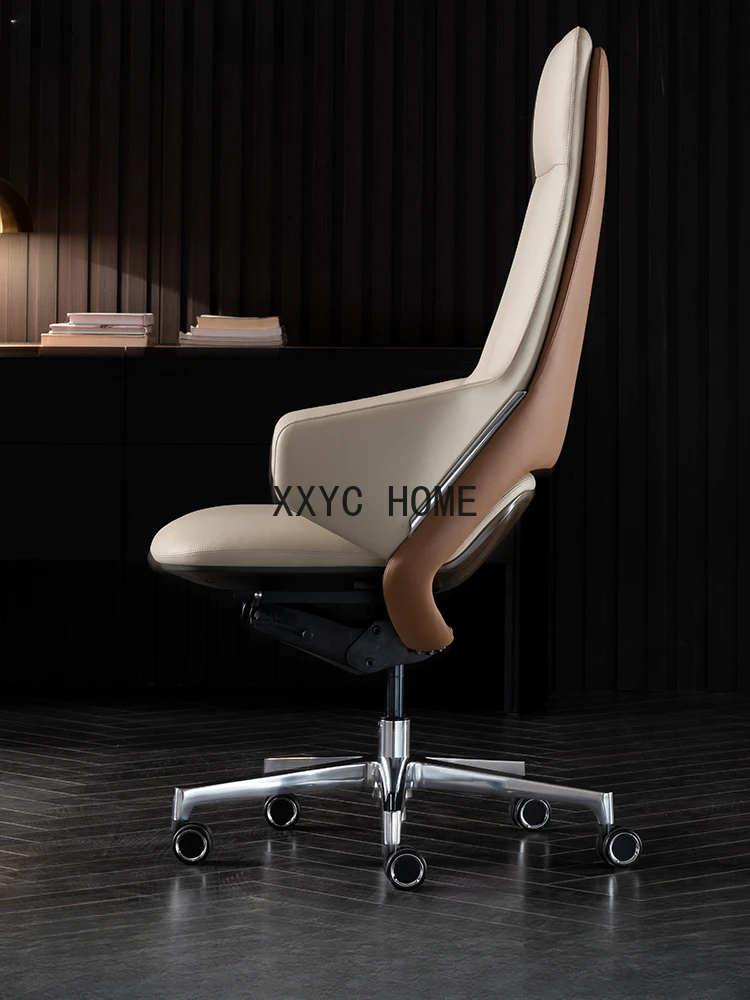 Leather Boss Office Chair Home Study Computer Chair Comfortable President Swivel Chair Executive