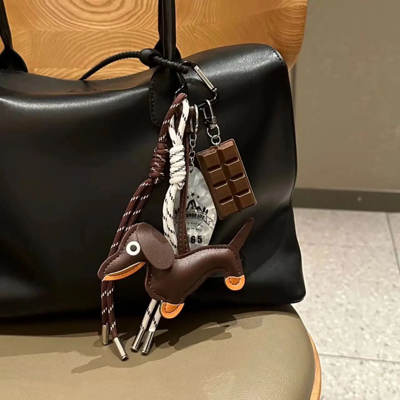 Saco pingente com corda e corda trançada, acessórios versáteis para o saco, chave, bolsas decoração