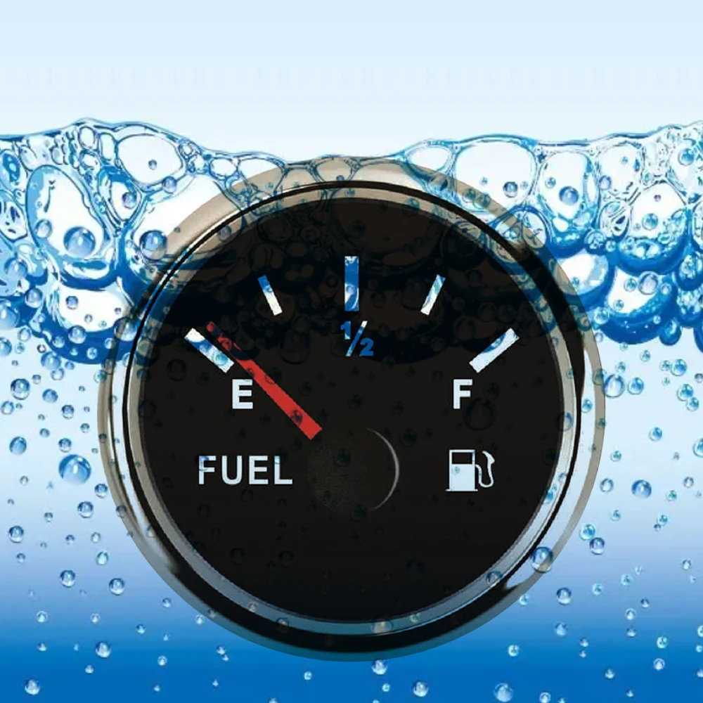 ELING 52mm (2'') Fuel Level Gauge 0-5V Signal 12V 24V for Marine Boat Auto Motorcycle with Red Backlight Universal