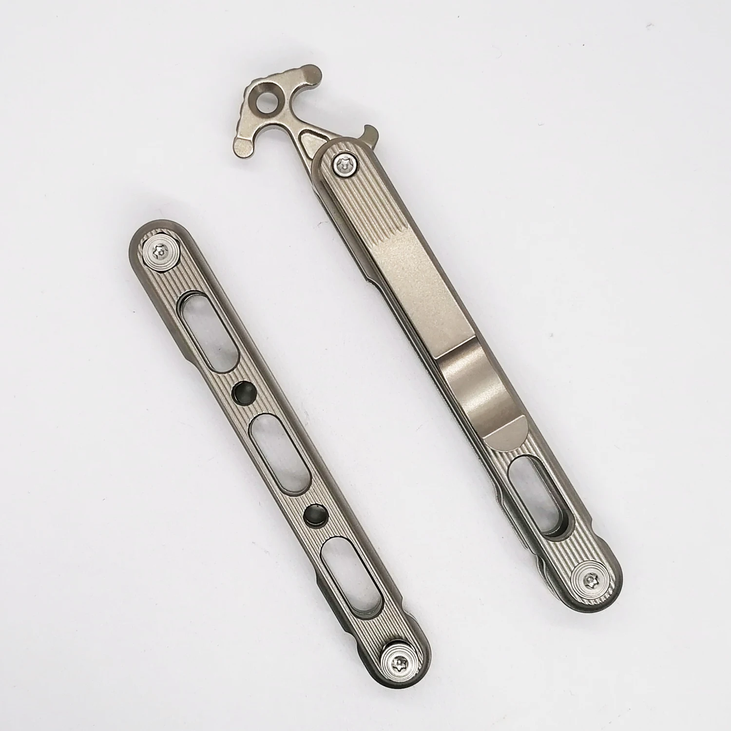 1 Set Replacement Titanium Scale ,Back Clip ,Lock Hasp for Moyeworks 85 Training Knife