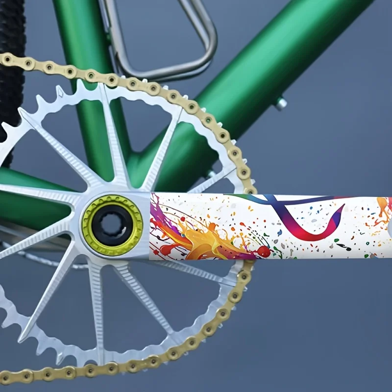 1Pair 2D Flat Rainbow Splash Art Crank Arm Vinyl Sticker, Waterproof Decal for Bike Crankset Decor, Holiday Gift
