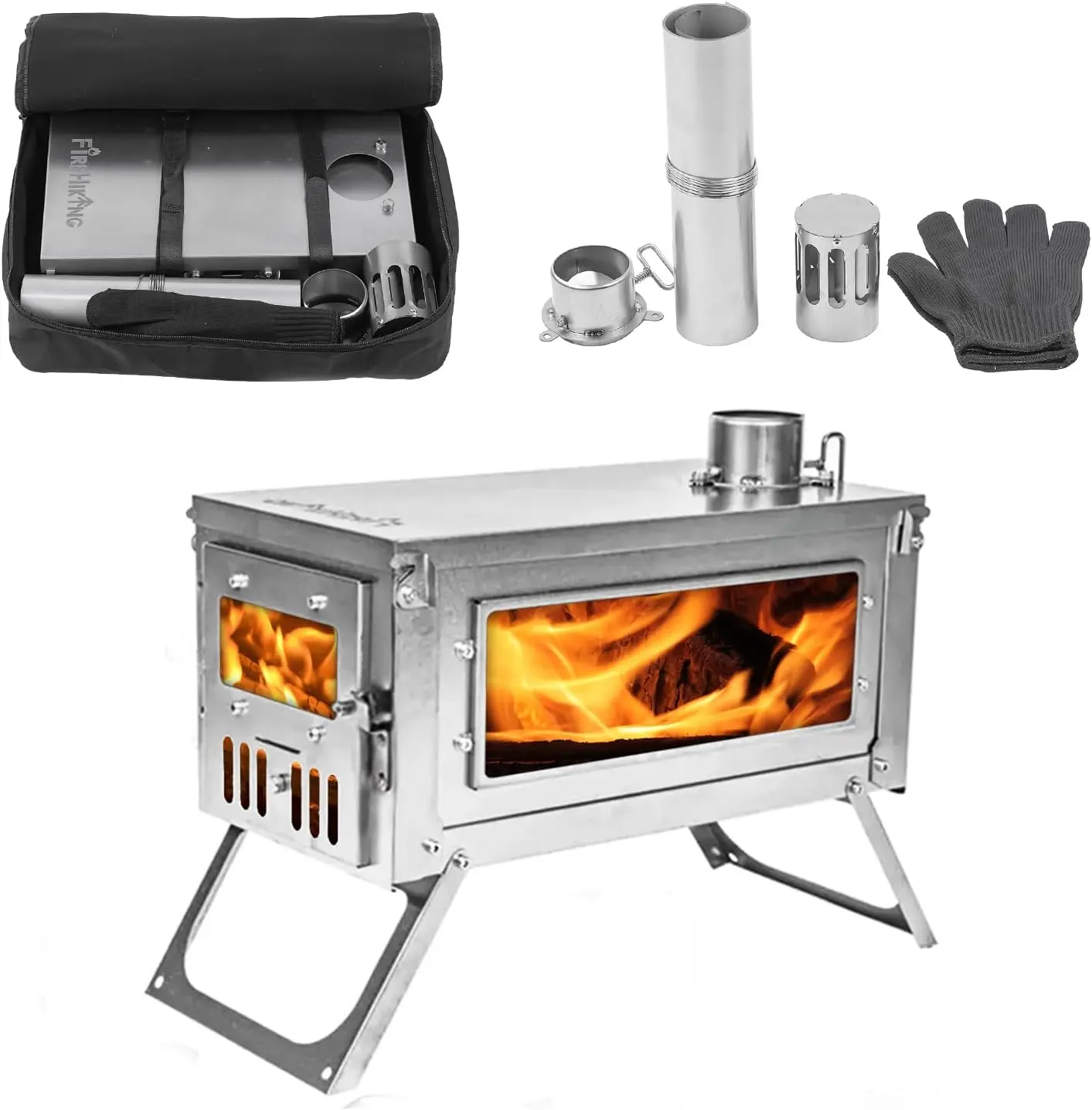 

FIREHIKING Titanium Stove TOLA Portable Folding Tent Ta1 Stove 3.4lb for Camping Backpacking Hunting Cooking