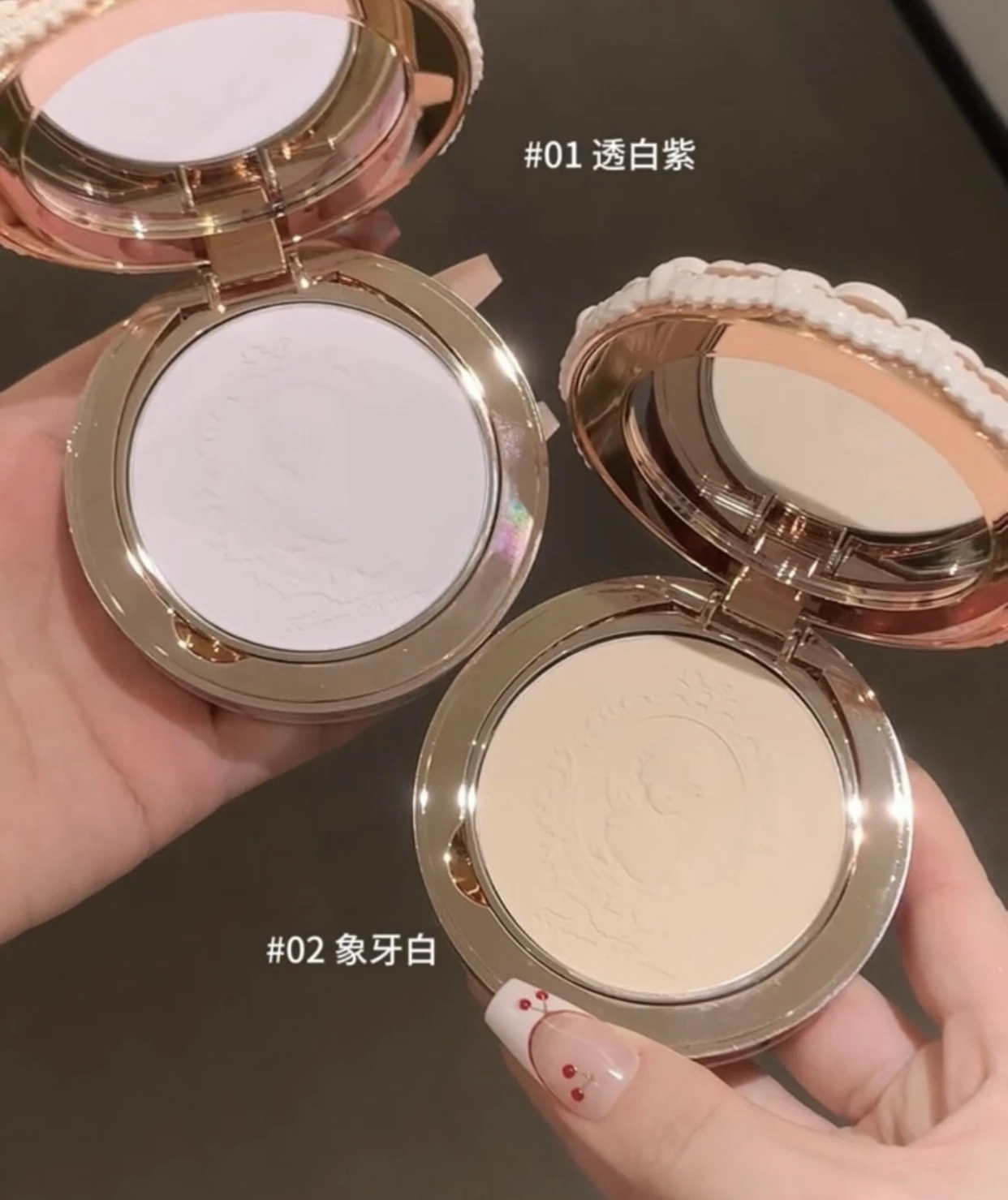 Flower Knows Strawberry Cupid Pressed Foundation Powder Makeup Matte Soft Compact Powder Oil Control Waterproo Face Powder