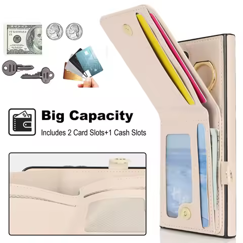 Finger Ring Stand Leather Wallet Phone Case for Samsung Note 20 S24 Ultra S23 FE S22 Plus A55 A54 A53 A35 A25 A15 Luxury Cover