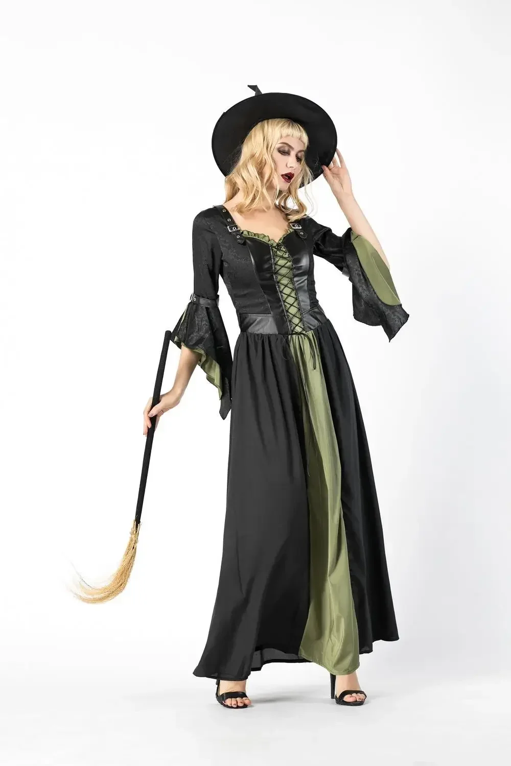 Halloween Witch Vampire Costumes For Women Adult Scary Carnival Party Performance Drama Masquerade Clothing With Hat