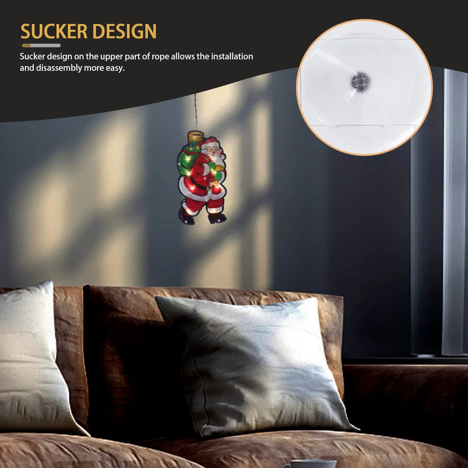 

1Pcs Xmas Hanging Light Santa Claus Suction Cup LED Christmas Party Home Window Decorative Atmosphere Lamp Sucker Light