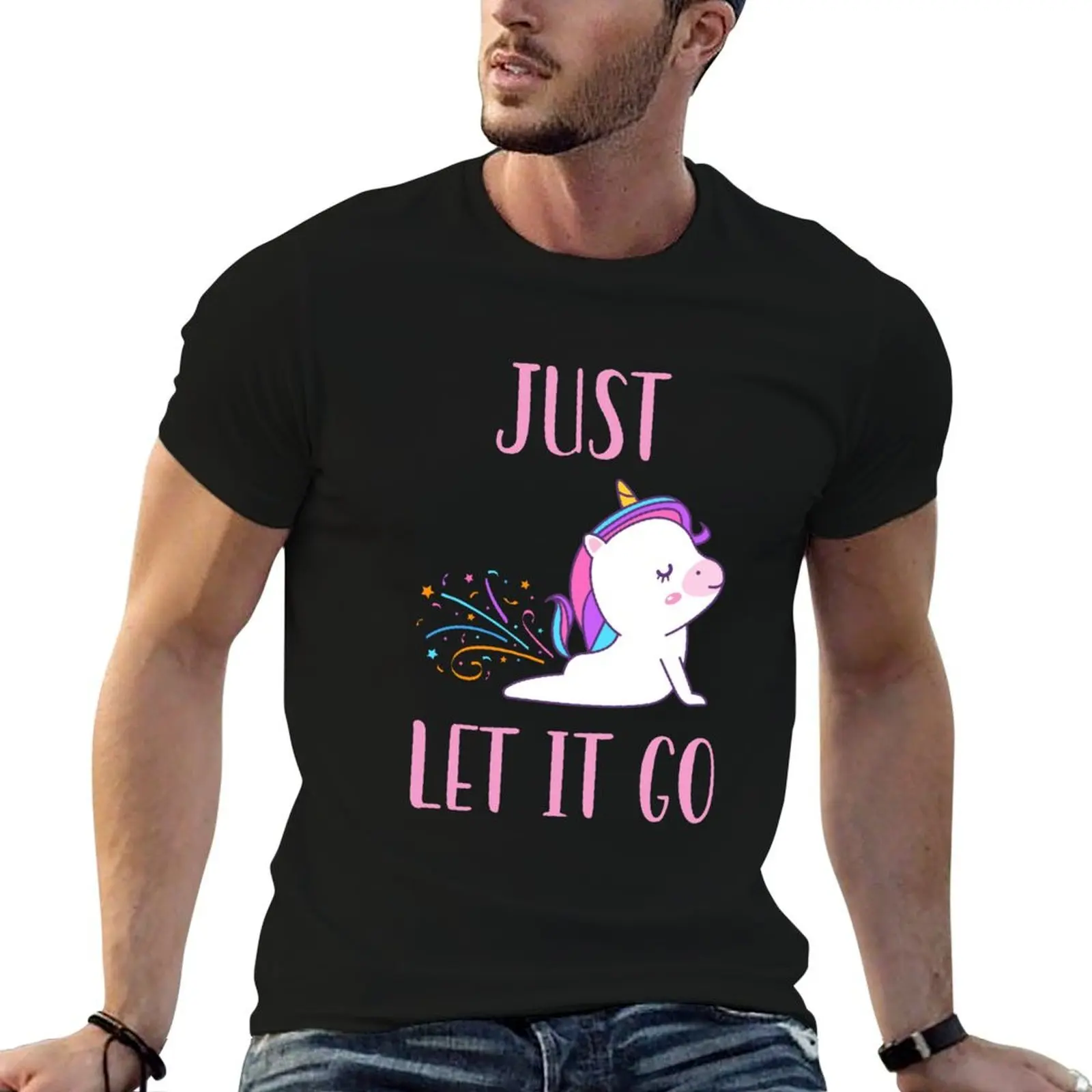 

Yoga unicorn just let it go T-Shirt t shirts for man graphic vintage funny t shirts cotton graphic t shirts for man T-Shirt