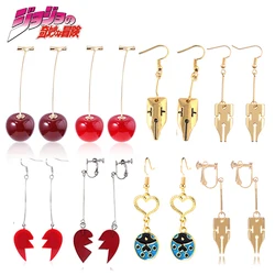 Anime JoJo Bizarre Adventure Drop Earrings Cosplay Props Kakyoin Noriaki Cherry Earrings Ear Clip Men Girl Jewelry Gift