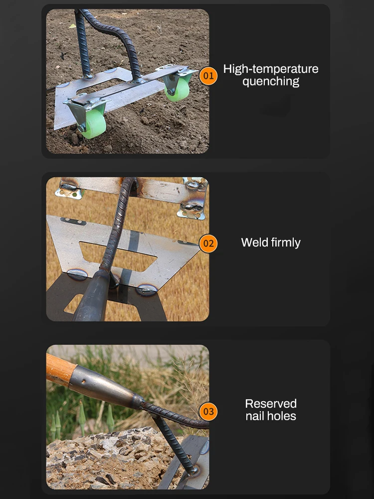수동 푸시 제초 헤드 듀얼 헤드 휠 호, 망간강 제초기, 정원 호, 제초 및 흙 풀기용 이중 용도