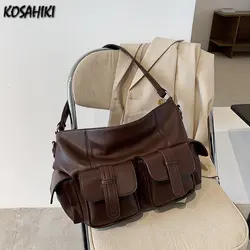 Trendy Japanese Solid Y2k Aesthetic Shoulder Bags Korean Harajuku Crossbody  Women Streetwear Punk Tote  High-capacity