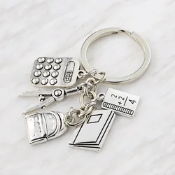 New Teacher Keychain Study Key Ring Stapler Pencil Book Calculator School Supplies Key Chain Teachers' Day Gift Handmade Jewelry