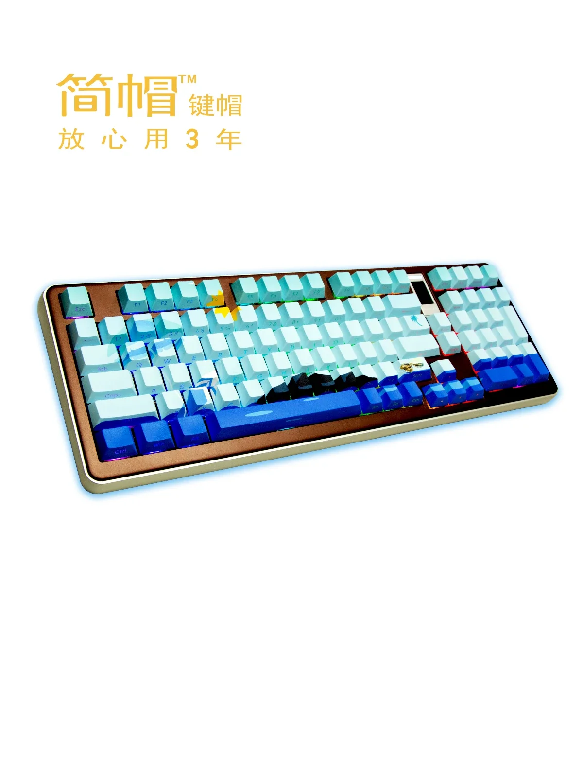 Beach 128 Keys Side Engraved Transparent Keycaps PBT Personalized 75/98/68/100/82 Mechanical Keyboard Keycaps