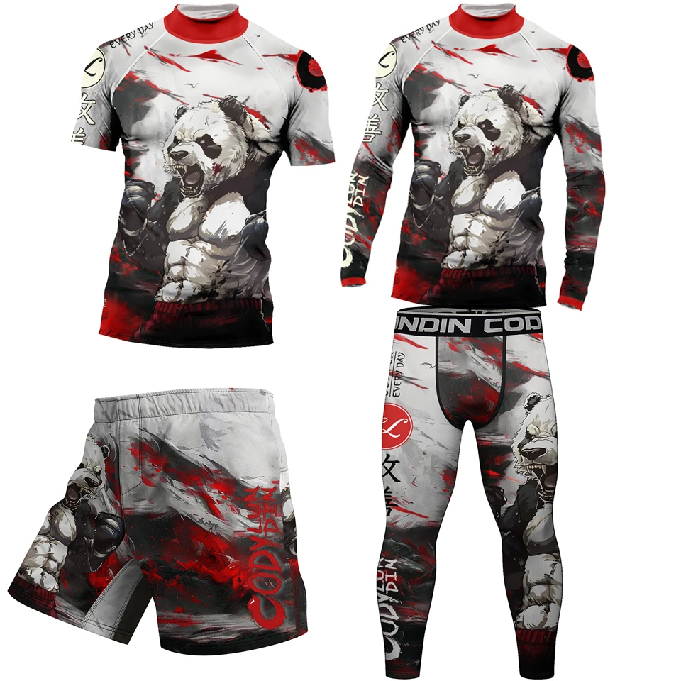 

New Jiu Jitsu T-shirt+Pant Set Rashguard Grappling Jerseys Men MMA Shorts Bjj Compression Boxing Fighting Kickboxing Sportswear