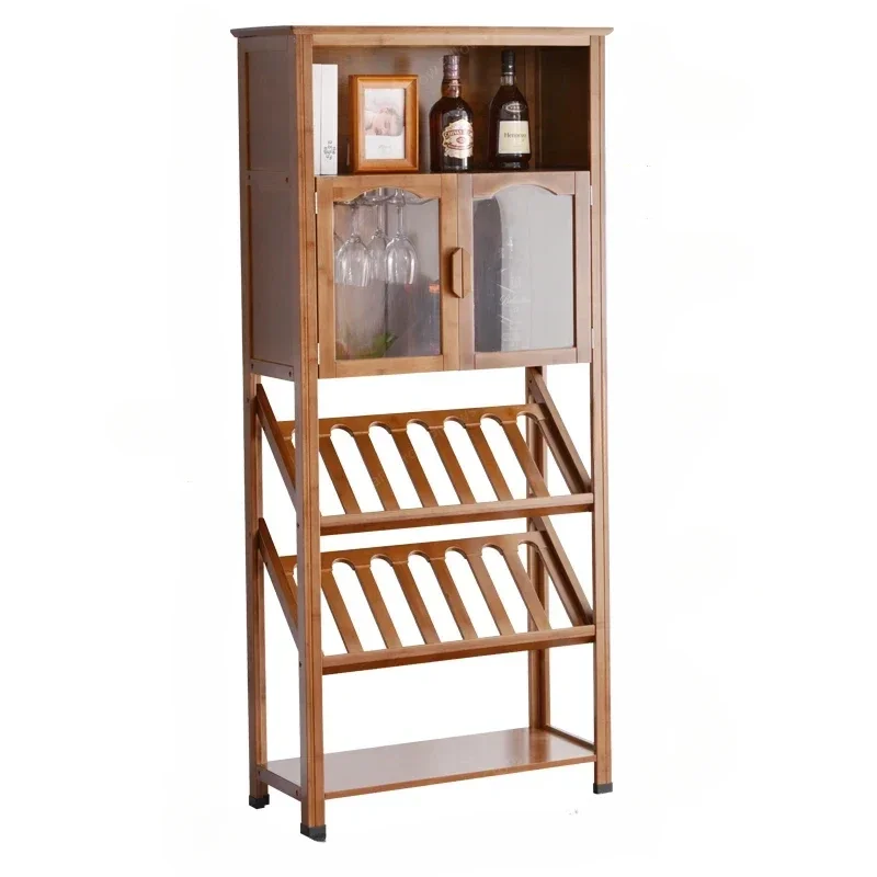 Restaurant Standing Bar Cabinet Liquor Display Shelf Decorative European Retro Wine Rack Floor Vintage Vitrina Home Furniture