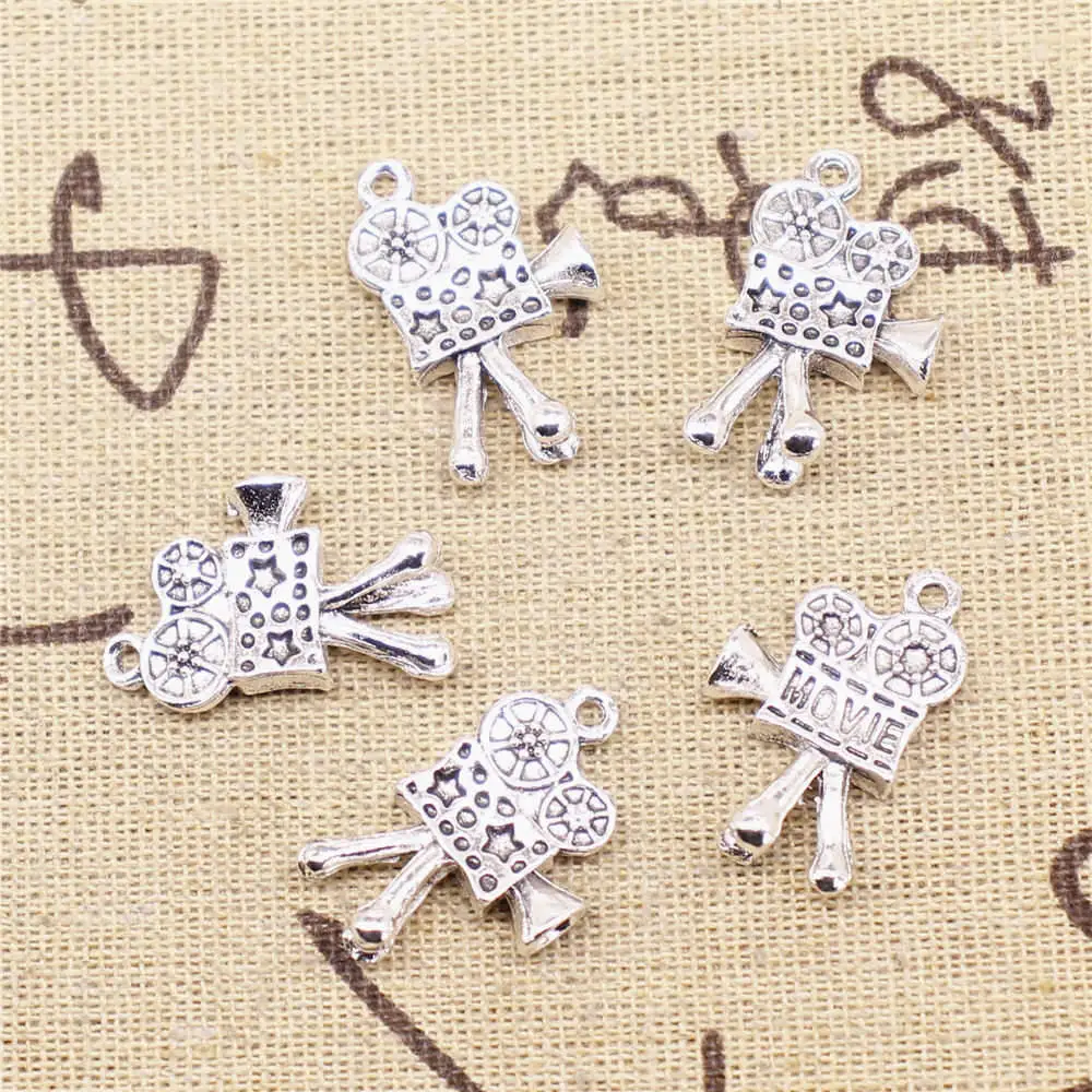 Jewelri Make Accesori Charms Movie Players Antique Silver Color Jewelri Pendant 15x25mm 5pcs