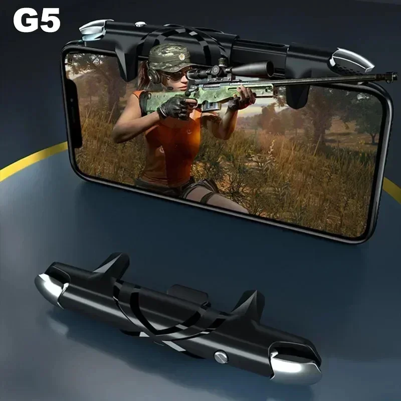 

G5 Phone Game Controller Aim Shooting Triggers Joystick Gears Integrated Stretch Button Game Accessories for IOS Android PUBG