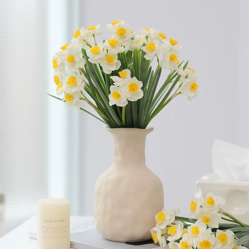 High-end Narcissus Flowers Artificial Luxuy Home Decoration Wedding Decor Bridal Bouquet Party Event Decoration Daffodil Flowers