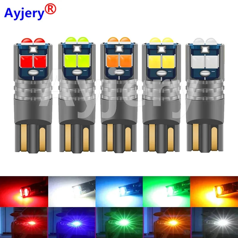 

AYJERY 2pcs Car T10 LED Canbus W5W 3030 10SMD 12V DC 194 168 Auto LED Car Interior Light plate Dome Reading Lamp Clearance Light