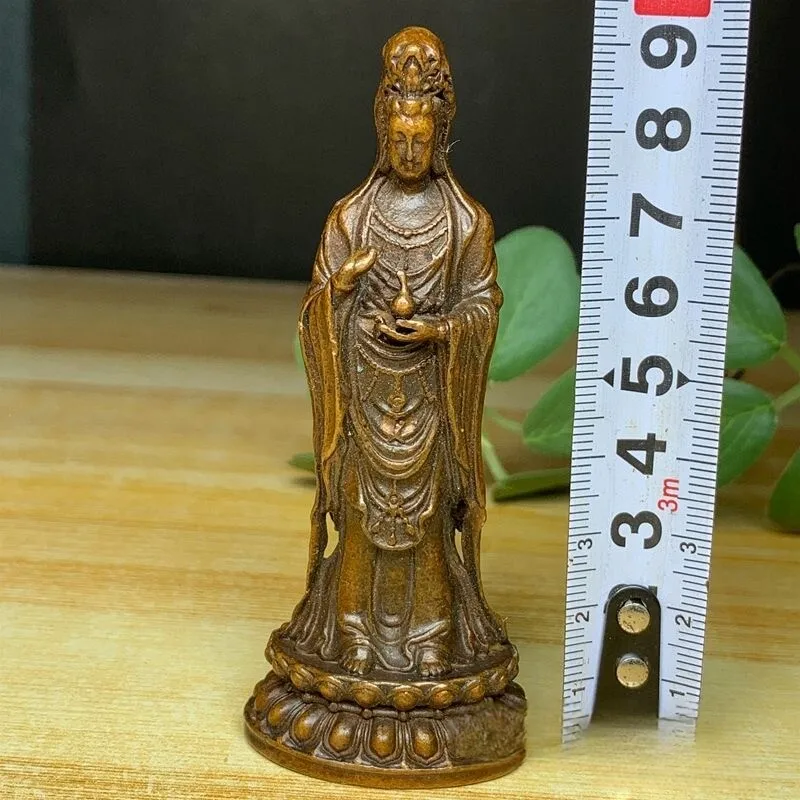 Retro and old Guanyin recruit rice Nanhai Bodhisattva offering clean bottle Guanyin statue Guanyin home offering ornament view 5