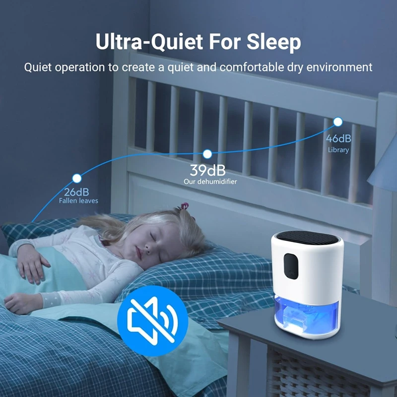 ABGR-Dehumidifier For Home, Dehumidifiers With 7 Colorful Lights,1000ML Small Dehumidifier,Ultra Quiet Dehumidifiers EU Plug