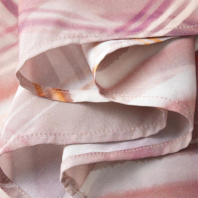 Damen-Trägerkleid aus Seide, 100 % Maulbeerseide, Kreppseide, 16 Momme, rosa Karos, bedruckt, ärmellos, A-Linie, Midikleid, Bürodame M1316