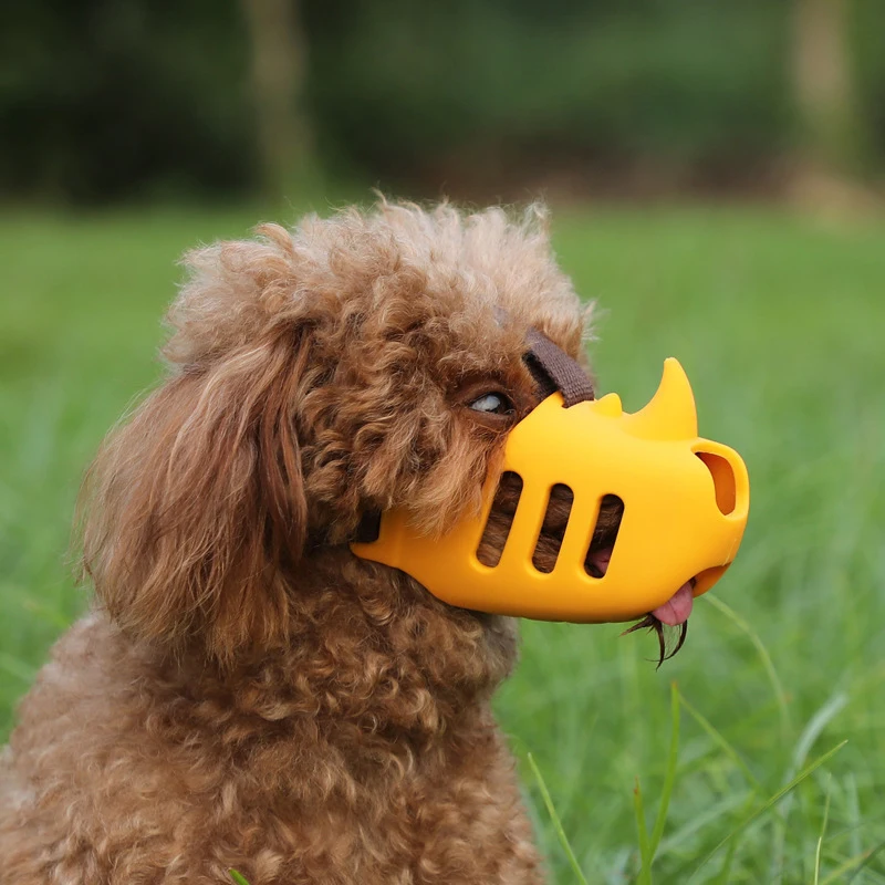 Pet dog muzzle silicone pet muzzle anti-biting, barking, and eating rhinoceros-shaped medium and large dog muzzle