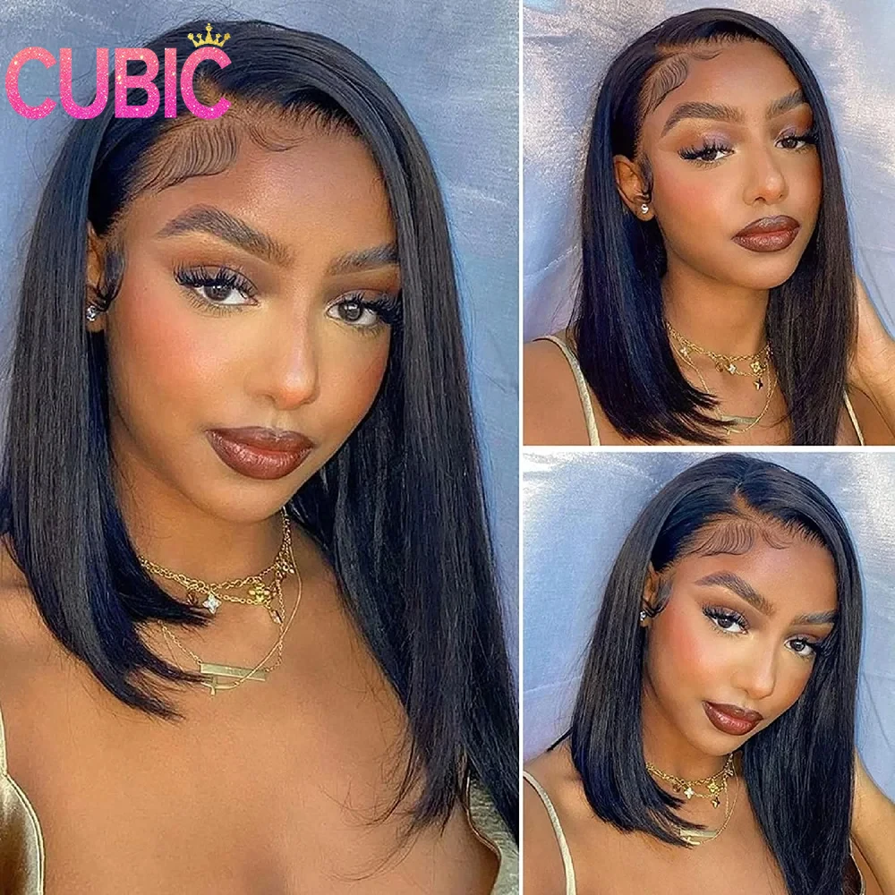 Natural Black Lace 99J Front Bob Wigs Human Hair 13x4 HD Lace Frontal Wigs Glueless Short Straight Bob Wigs for Black Women