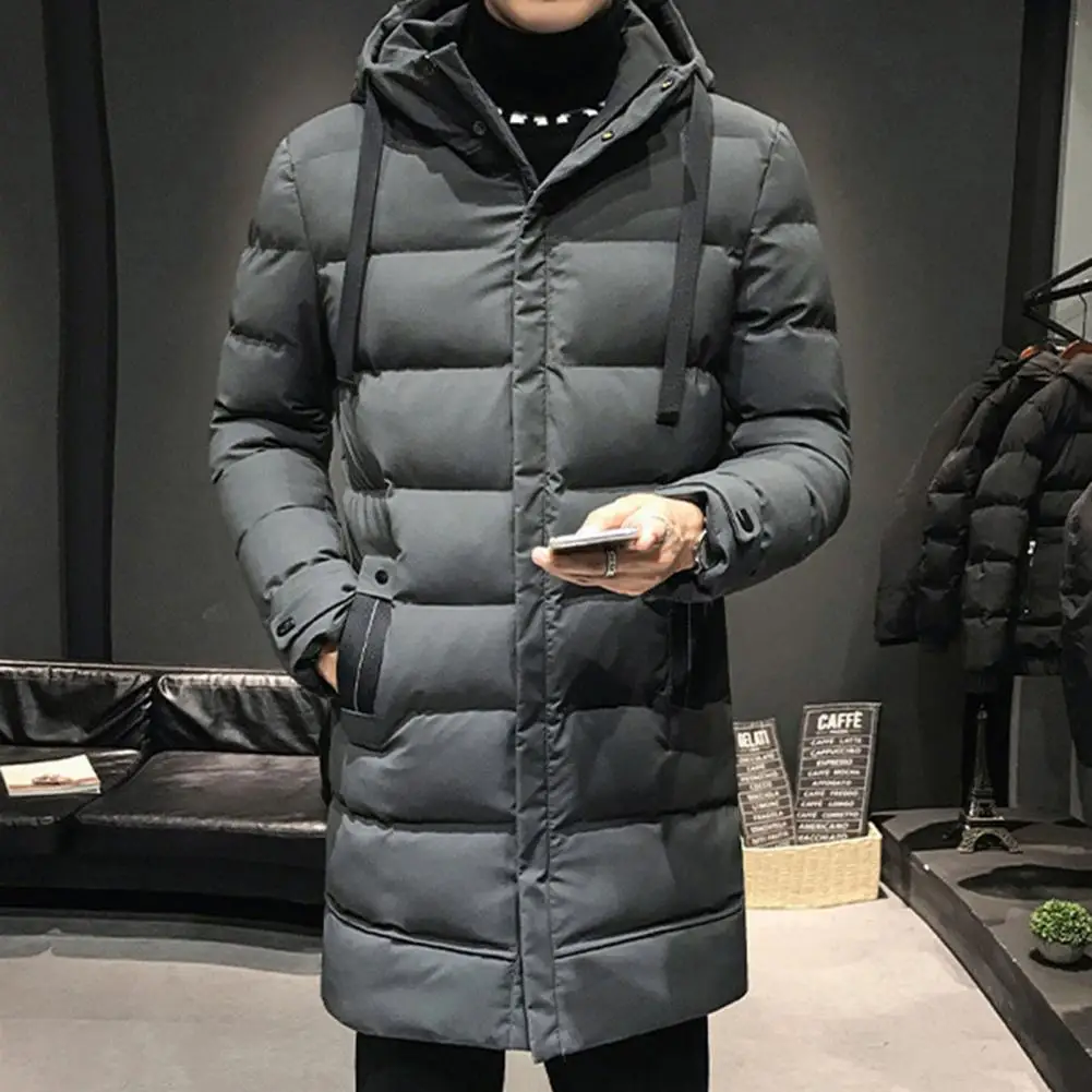 

Men's Padding Hooded Down Parkas Coat Male Long Jackets Padding Men Cotton Coat With High Collar Mid Length Men's Winter Jacket