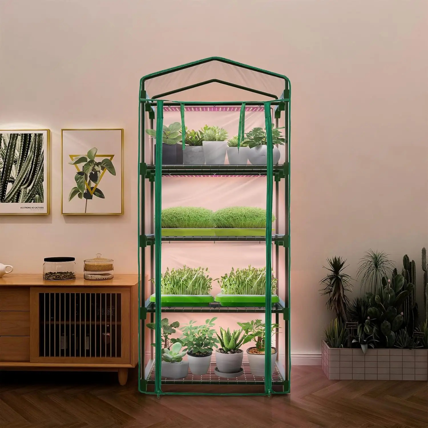 Indoor Greenhouse with Grow Lights, 4 Tier 27.2