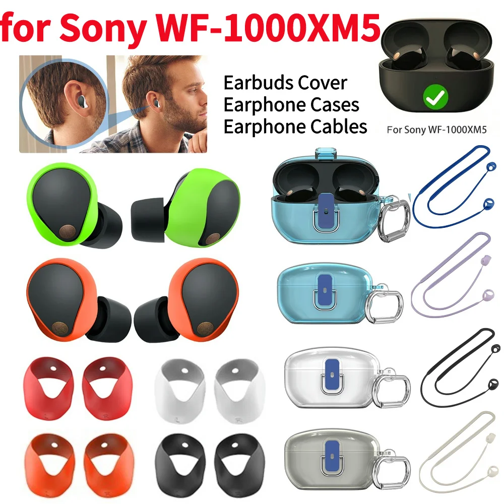 5 Pairs Earbuds Cover for Sony WF-1000XM5 2023 Silicone Anti-Slip Ear Tips Cover Accessories 5 Color Protective Ear Cover