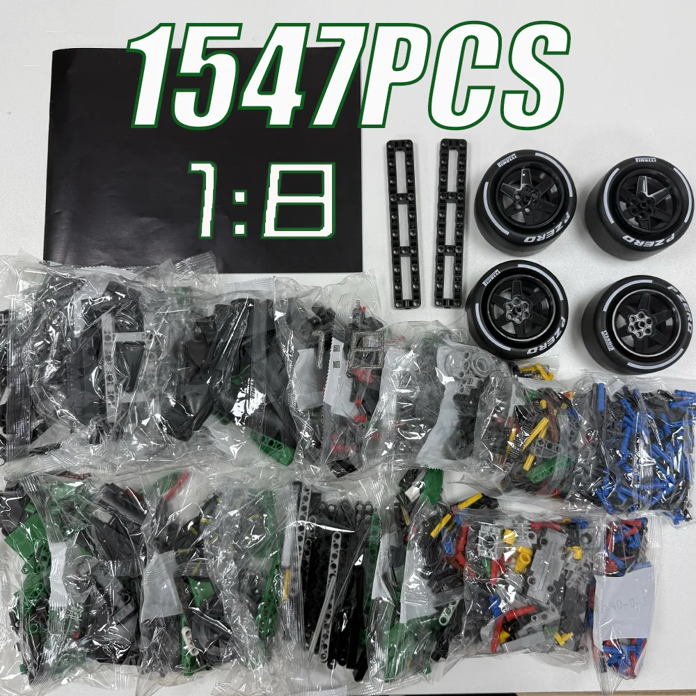 NEW 1547PCS Technical Classic Performance 1:8 Famous Green Sports Car Building Blocks MOC DIY Assembly Model Toy Christmas Gifts