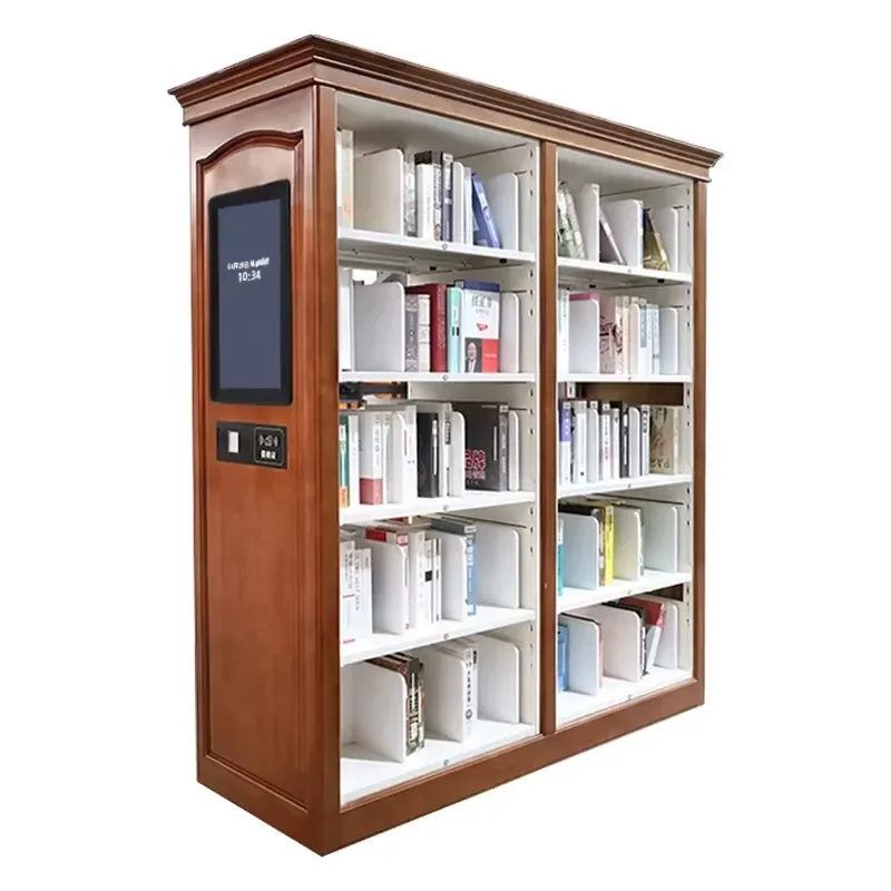 Smart Steel Wooden Bookshelf Modern Metal Wood Office School Library Storage Rack