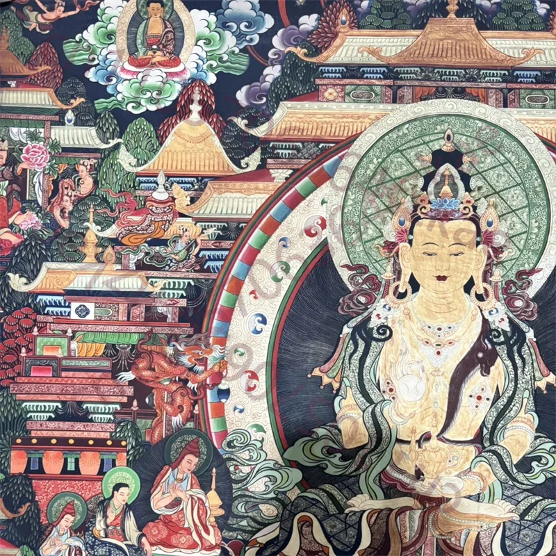 Tibetan Buddhism Vairocana Bodhisattva Silk Tangka Fine Art - Handmade Old Buddhist Wall Hanging Decorations for Home Decor