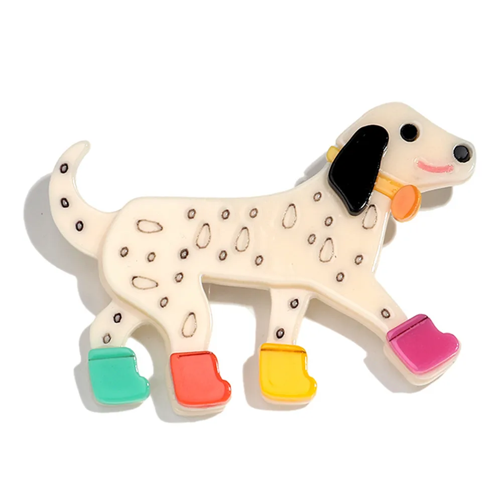 Cute Acrylic Dalmatian Dog with Colorful Shoes Brooch for Women Lovely Splicing Pet  Animal Brooches Clothes Accessories Gifts