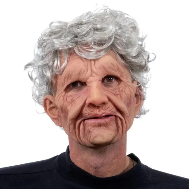 Old Man Mask Halloween Party April Fool\'s Day Wrinkle Full For Head Mask Grandpa/Grandma Face Mask Party Supplies Cosplay Props