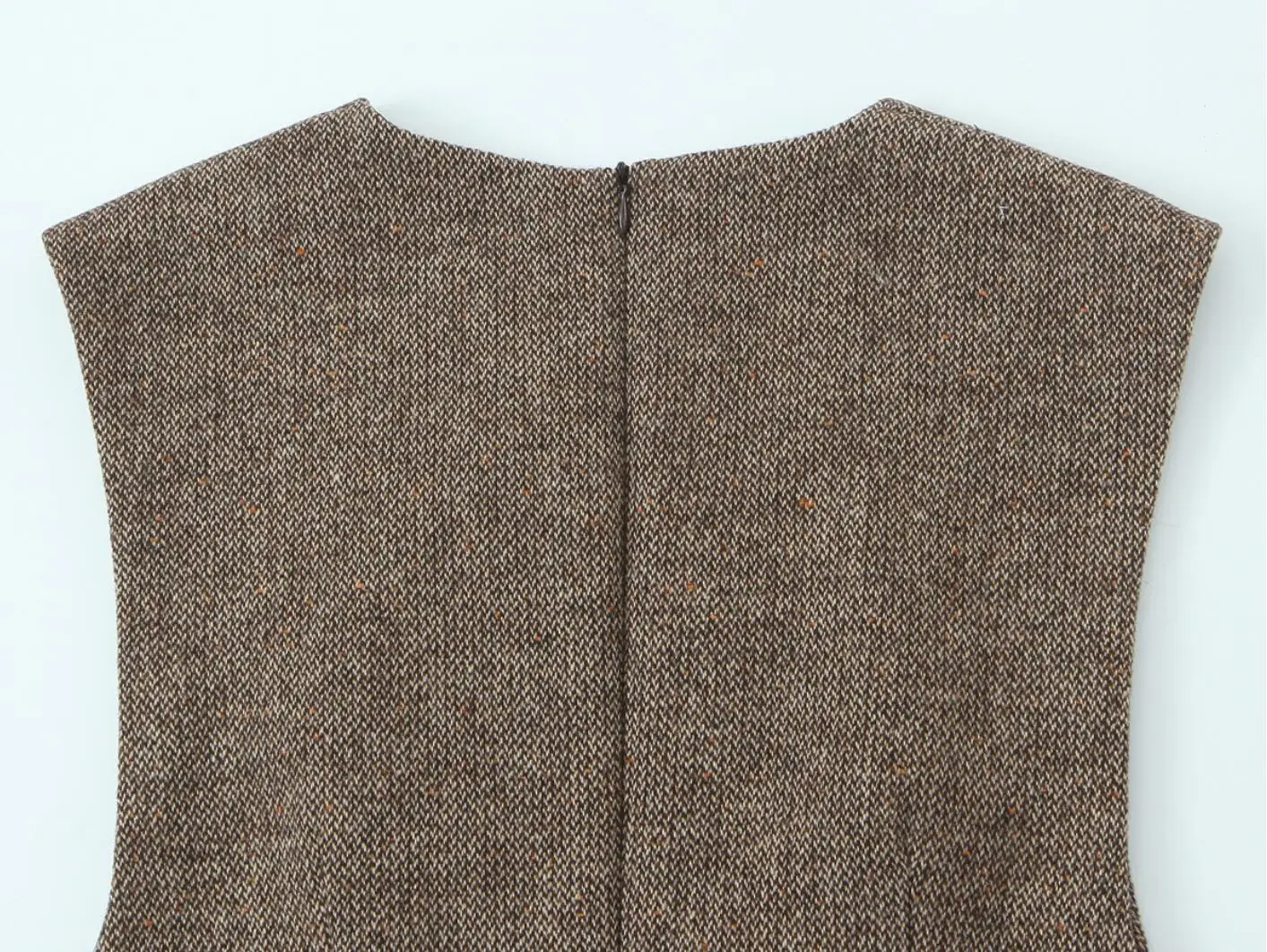 Nuevo vestido elegante de otoño con escote en V profundo y Tweed grueso sin mangas para mujer, Vestidos cortos ajustados de cintura baja acampanados, Vestidos sin mangas, bata de fiesta