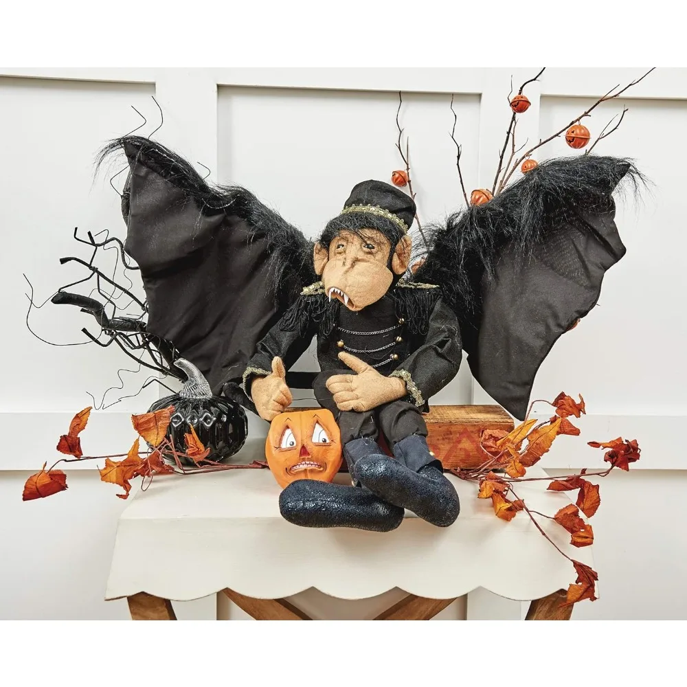 II Halloween Macbeth Flying Monkey Pumpkin Large Folk Art Doll Collectible, Joe Spencer Gathered Traditions Fall Autumn Harvest