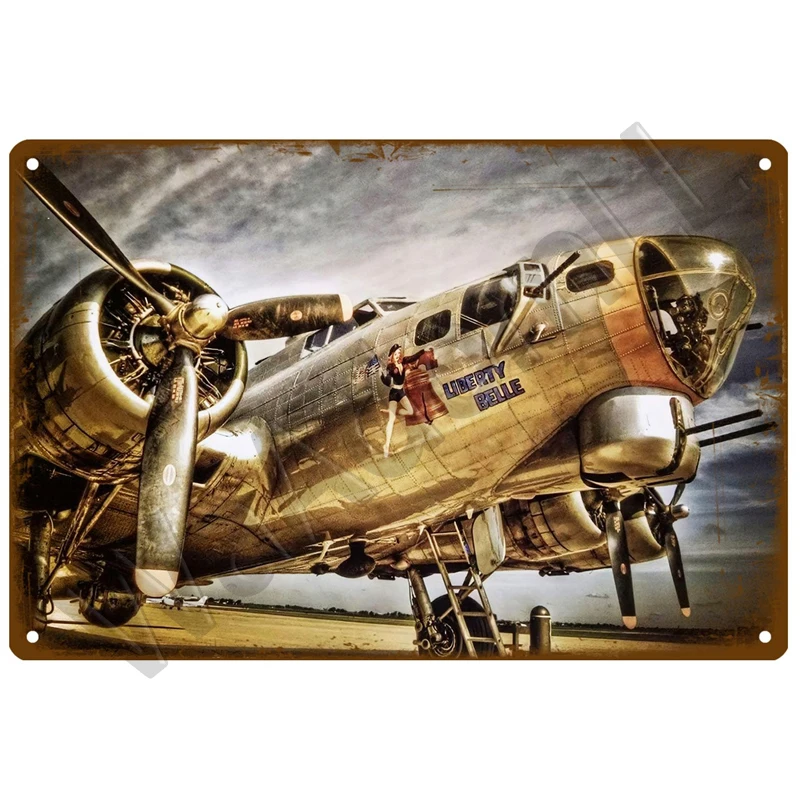 Metal Sign Aircraft Plate Retro Tin Sign Fighter Jet Plane Vintage Metal Plaque Painting Living Room Home Wall Decoration Decor