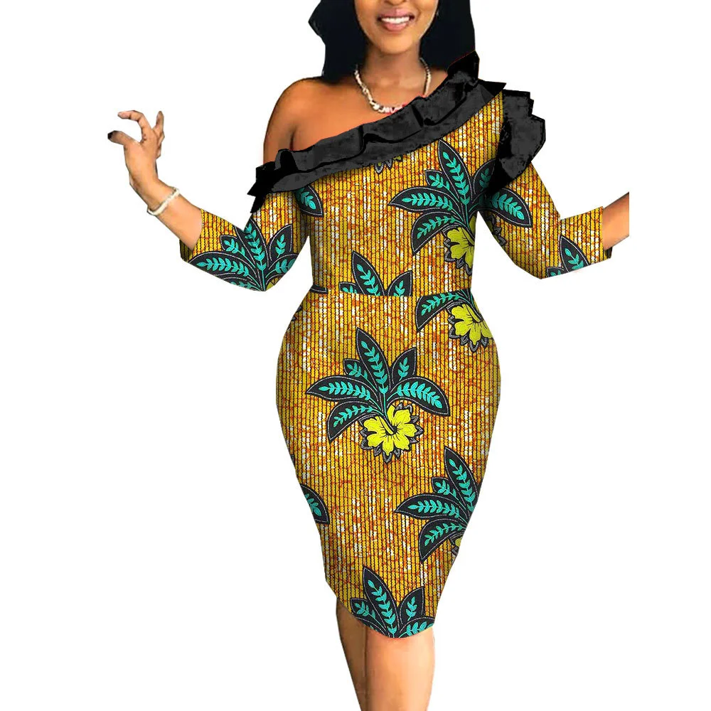 

High Quaity Fashion Designer African Women Party Dress Sexy Patchwork Peplum Elegant Knee Length Christmas Evening African Gowns