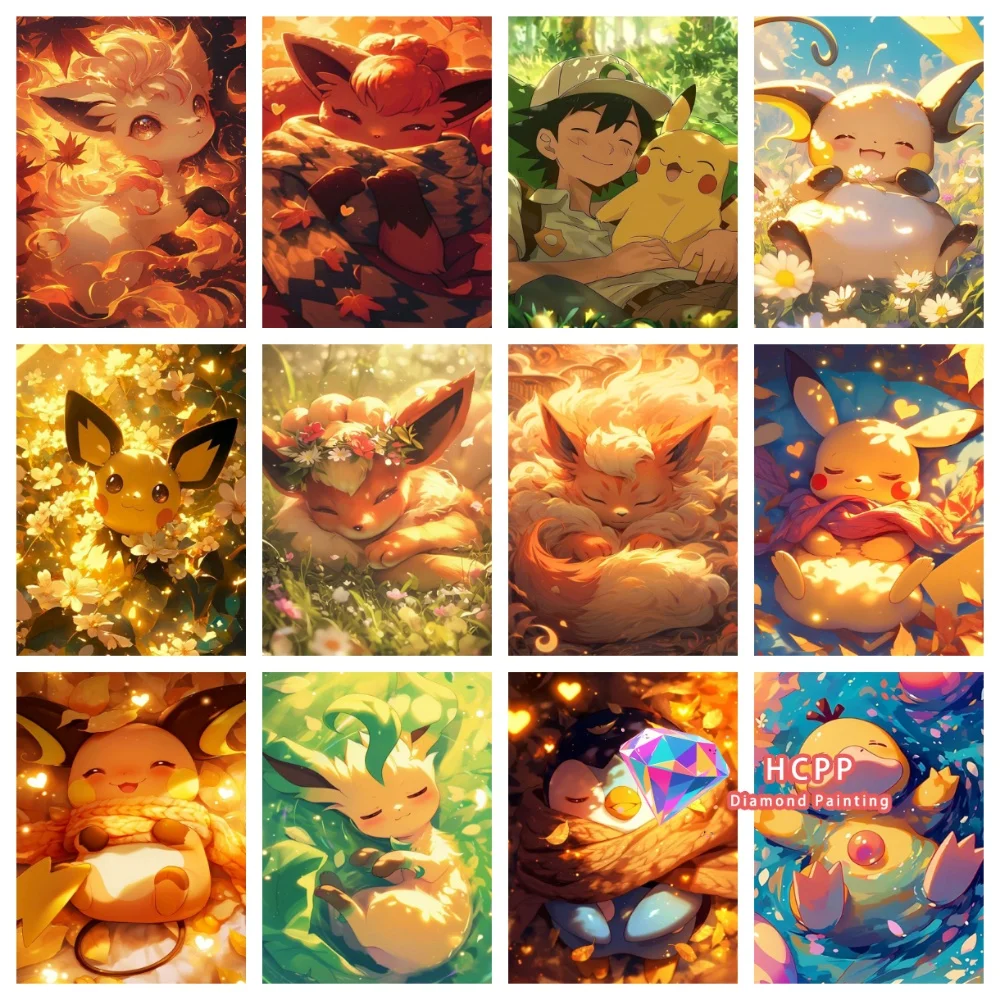 

2026 New Pikachu Fox Eevee Vulpix Diamond Painting Kit Square Round Diamond 5D DIY Mosaic Handmade Art Unique Gift Home Decor
