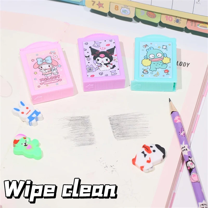 Kawaii Sanrio Magic Eraser Anime Kuromi My Melody Cinnamoroll Creative Rubber Students Alter And Erase Sets Stationery Supplies