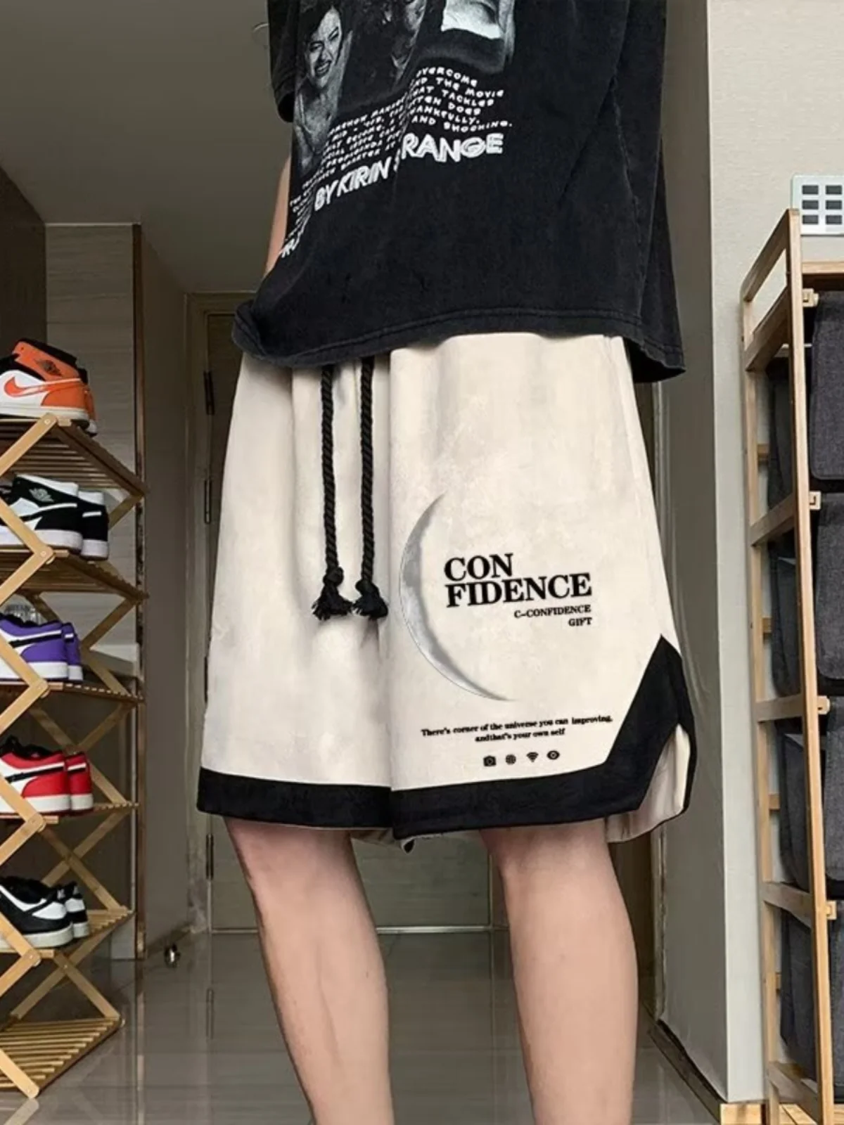 Тяжелые баскетбольные орты для мальчиков в стиле ретро, тонкие рукава для учащихся средней и старшеклассников, повседневные свободные кроя, пять четвертей...