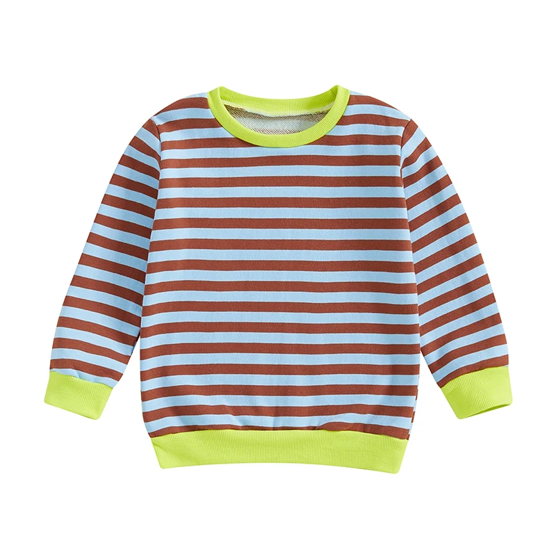 

Kids Sweatshirt Long Sleeve Crew Neck Striped Hoodie Pullover Clothes for Boys Girls