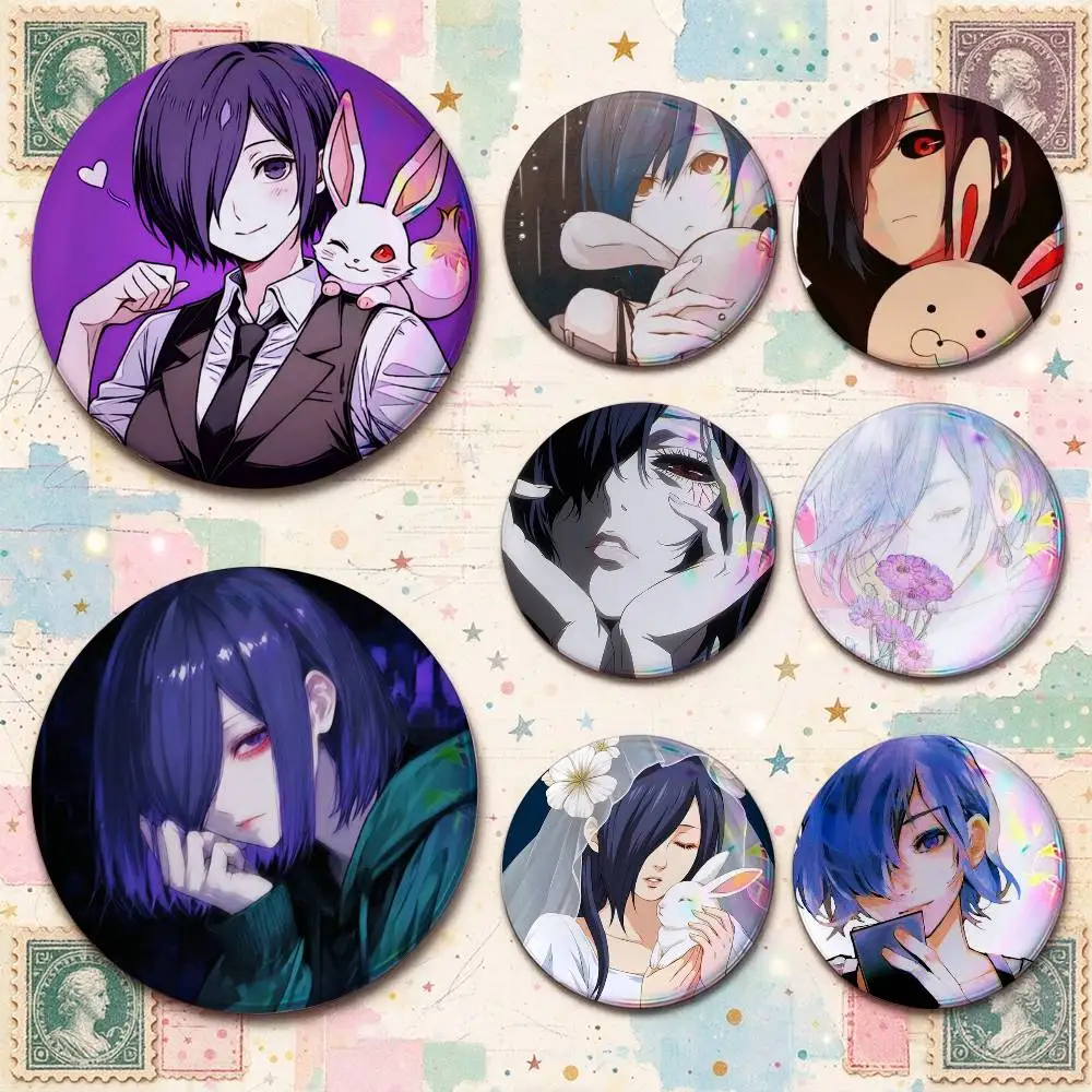 Tokyo Ghoul Touka Kirishima  Enamel Pin Tinplate Round Brooch Cosplay Nijigen Otaku Culture Badge 25mm 32mm 44mm 58mm