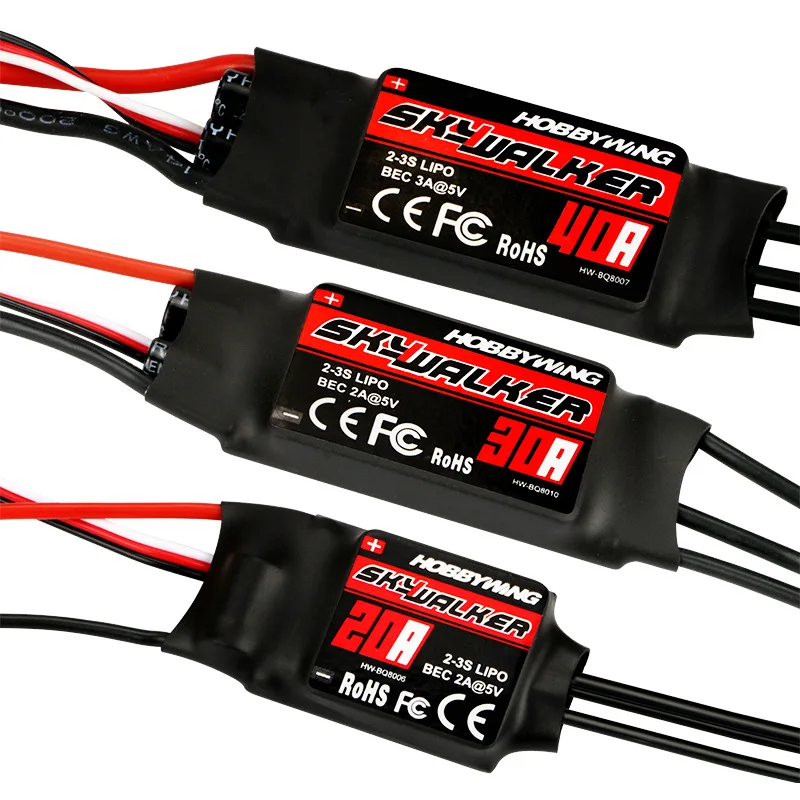 Hobbywing Skywalker Esc 브러시리스 속도 컨트롤러, 드론 비행기 모터 RC 모델 Fpv 쿼드콥터 DIY용, 12, 20, 30, 40, 50, 60, 80a