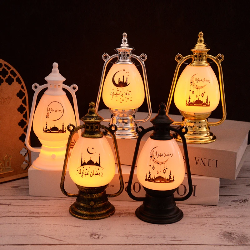 1pc Eid Mubarak LED Lights Ramadan Kareem Home Decoration Moon Star Lamp Wind Lantern For  Islamic Muslim Party Supply Eid Gifts