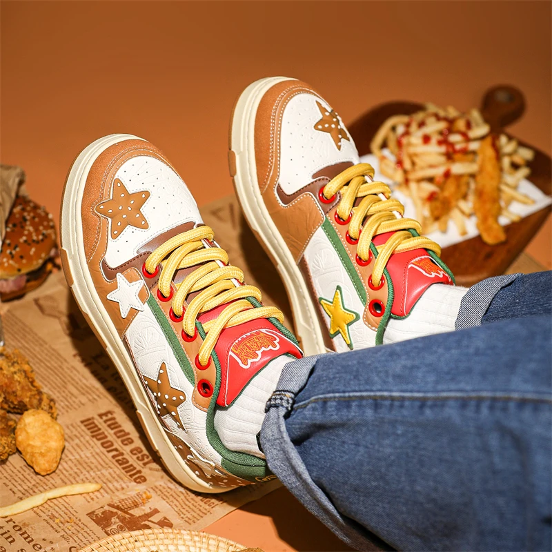 

​ 2025 Модные мужские туфли для скейтбординга — крутой уличный стиль, американский дизайн в стиле ретро, толстая подошва, повседневные и многофункциональные