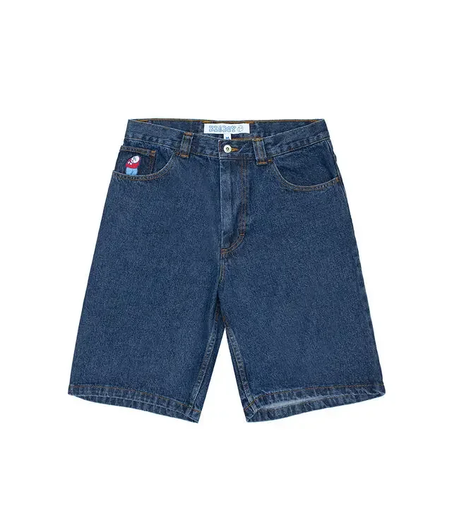 Big Boy Shorts New Y2K Retro Blue Casual Jeans Harajuku Hip Hop Cartoon Graphics Embroidered Baggy Shorts Mens Womens Streetwear view 2