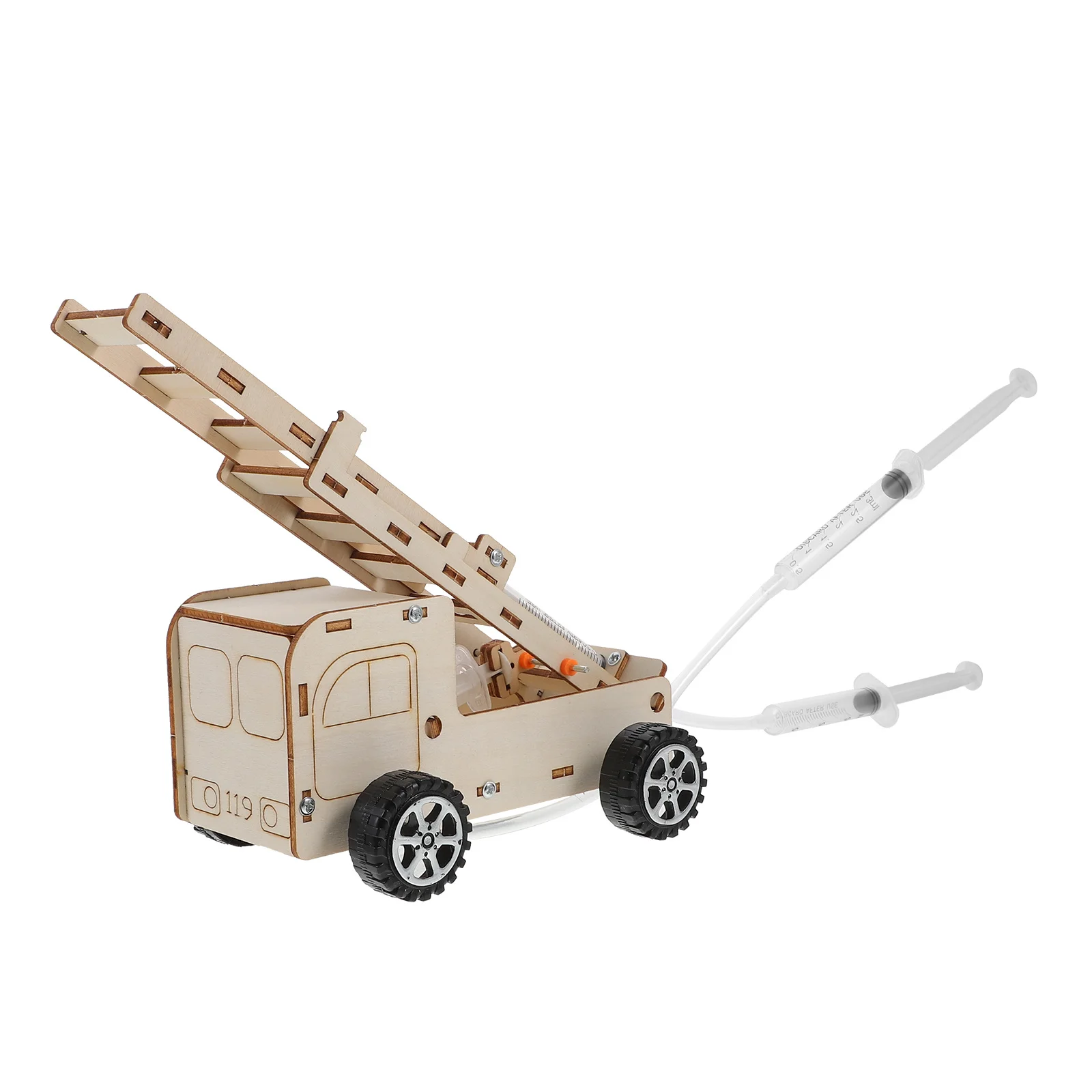 

1Set DIY Wooden Fire Ladder Truck Assembly Educational Kit Children Physics Mechanics Experiment Detachable Space-Saving