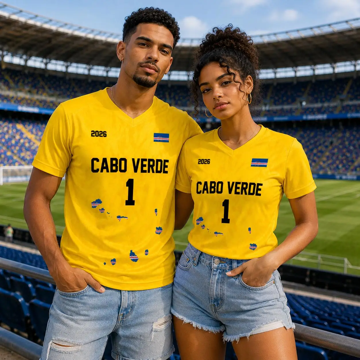 Cabo Verde VOZINHA No.1 Goalkeeper 3D Print Football Jersey, Breathable Summer Sports Short Sleeve Tees for Men Women